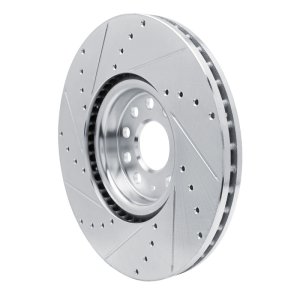 Volkswagen Atlas Brake Rotor (1) - Front Right - R1 Concepts - Drilled & Slotted - Silver - `18-`25